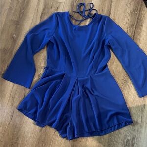 Elegant Blue Long-Sleeve Romper